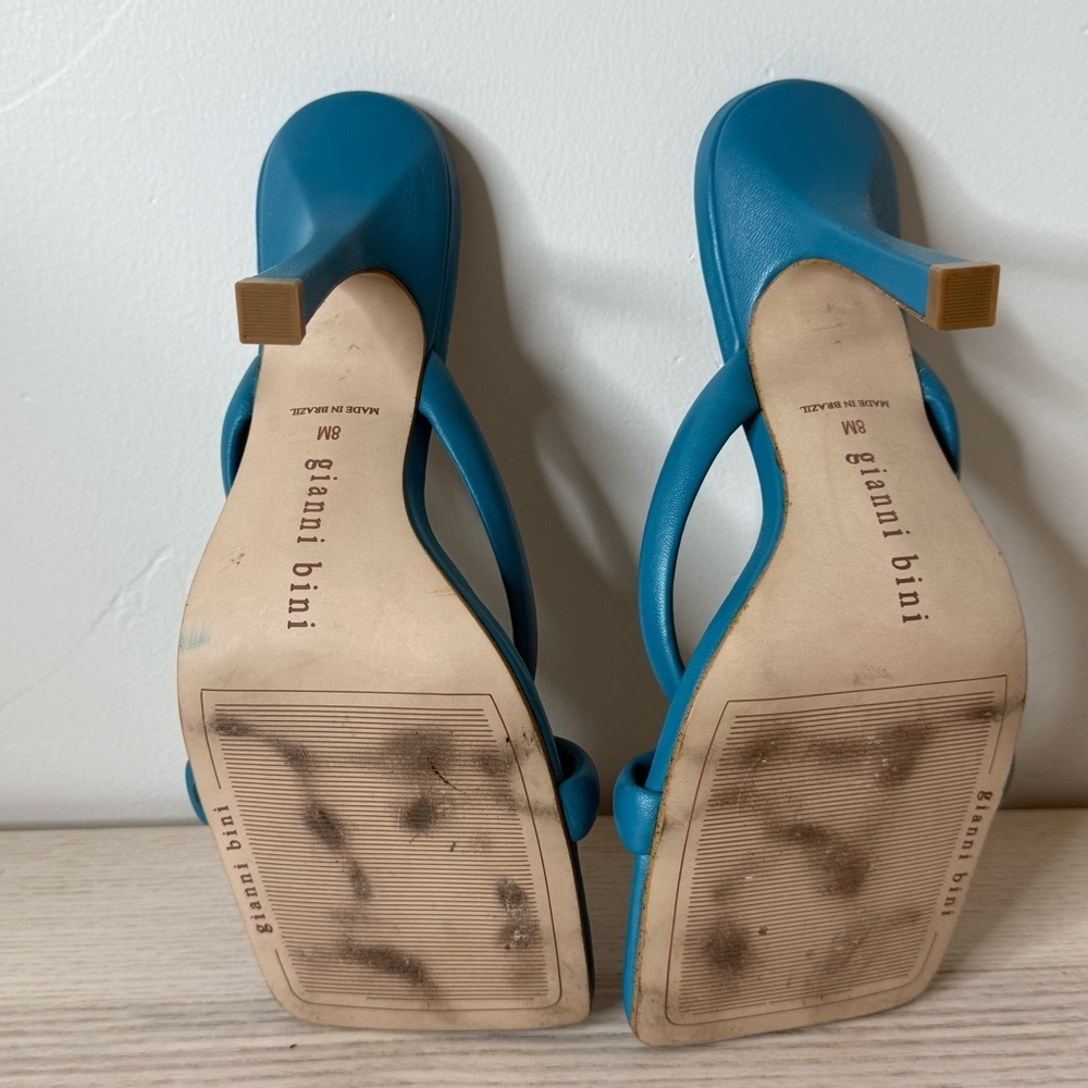 Gianni Bini Bement Leather Tubular Thong Dress Mules size 8 blue - Picture 6 of 7